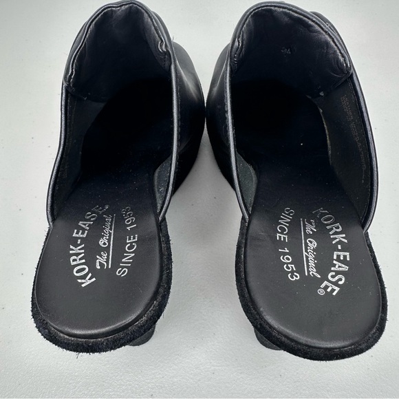 Kork-Ease Leather Heeled Clogs Women’s 10 Black Leather Slip-on Mule Zipper Shoe - Picture 9 of 16